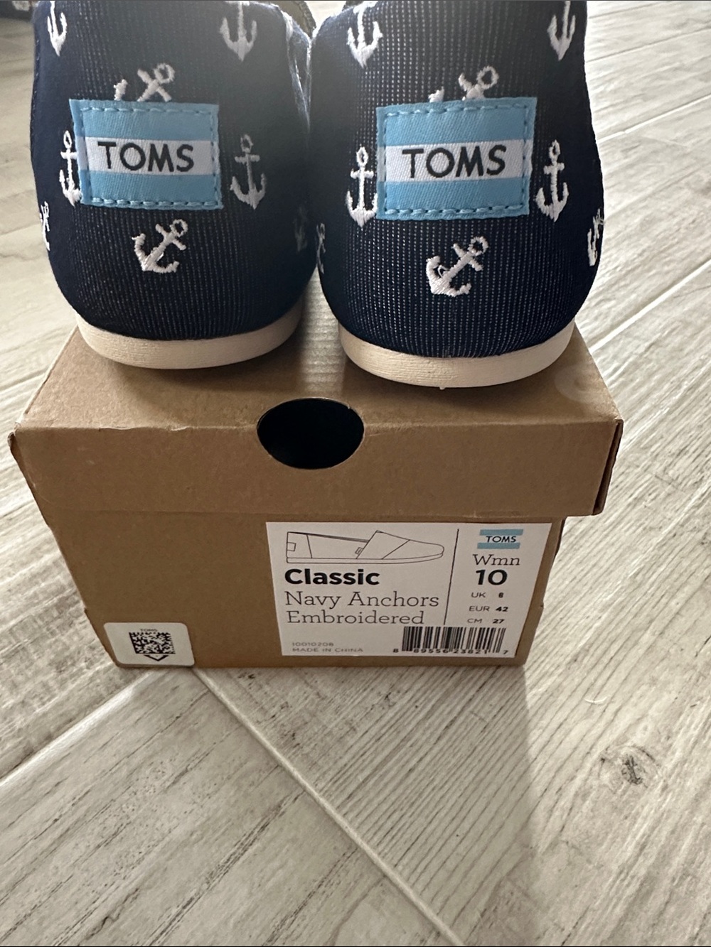 Toms Navy Canvas Slip-On with White Anchor Pattern - Picture 6 of 6